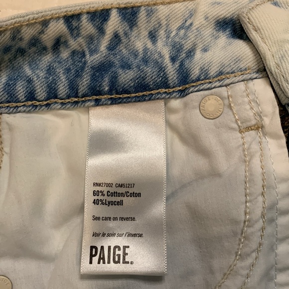 PAIGE Jean Skirt, Distressed Acid Washed Light Wash Denim, Raw Hem, Size 25 - Picture 12 of 15